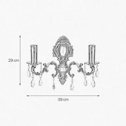 Giovanni Battista Wandleuchte Messing Kristall B: 39 cm in Bronze hell 2x E14< Wandleuchten|Jugendstil Lampen