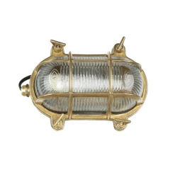 Metall Lampen|Messinglampen*Lido Wandleuchte Messing Riffelglas IP64 oval Maritim