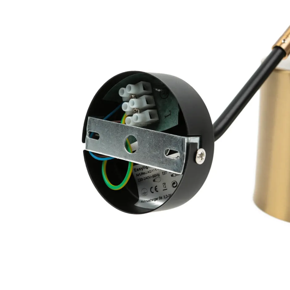 Industrie Lampen|Küchenlampen*Easylight Wandleuchte Messing Schwarz verstellbar E27 Industrial