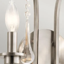 Wohnzimmerlampen|Metall Lampen*Elstead Wandleuchte Metall E14 38,1 cm hoch in Zinn 2-flammig