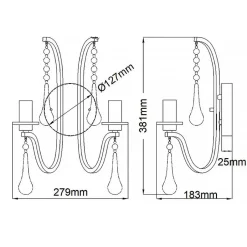 Wohnzimmerlampen|Metall Lampen*Elstead Wandleuchte Metall E14 38,1 cm hoch in Zinn 2-flammig