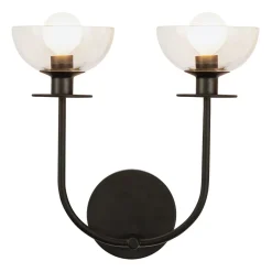 Elstead Wandleuchte Metall Glas 30,5 cm breit Schwarz E14 2-flammig< Wandleuchten|Metall Lampen