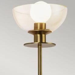 Wandleuchten|Metall Lampen*Elstead Wandleuchte Metall Glas 29,2 cm hoch in Gold gebürstet