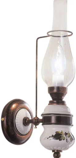 Wohnzimmerlampen|Glaslampen*Ferroluce Wandleuchte Metall Glas 40 cm hoch E14 Vintage GIANNI