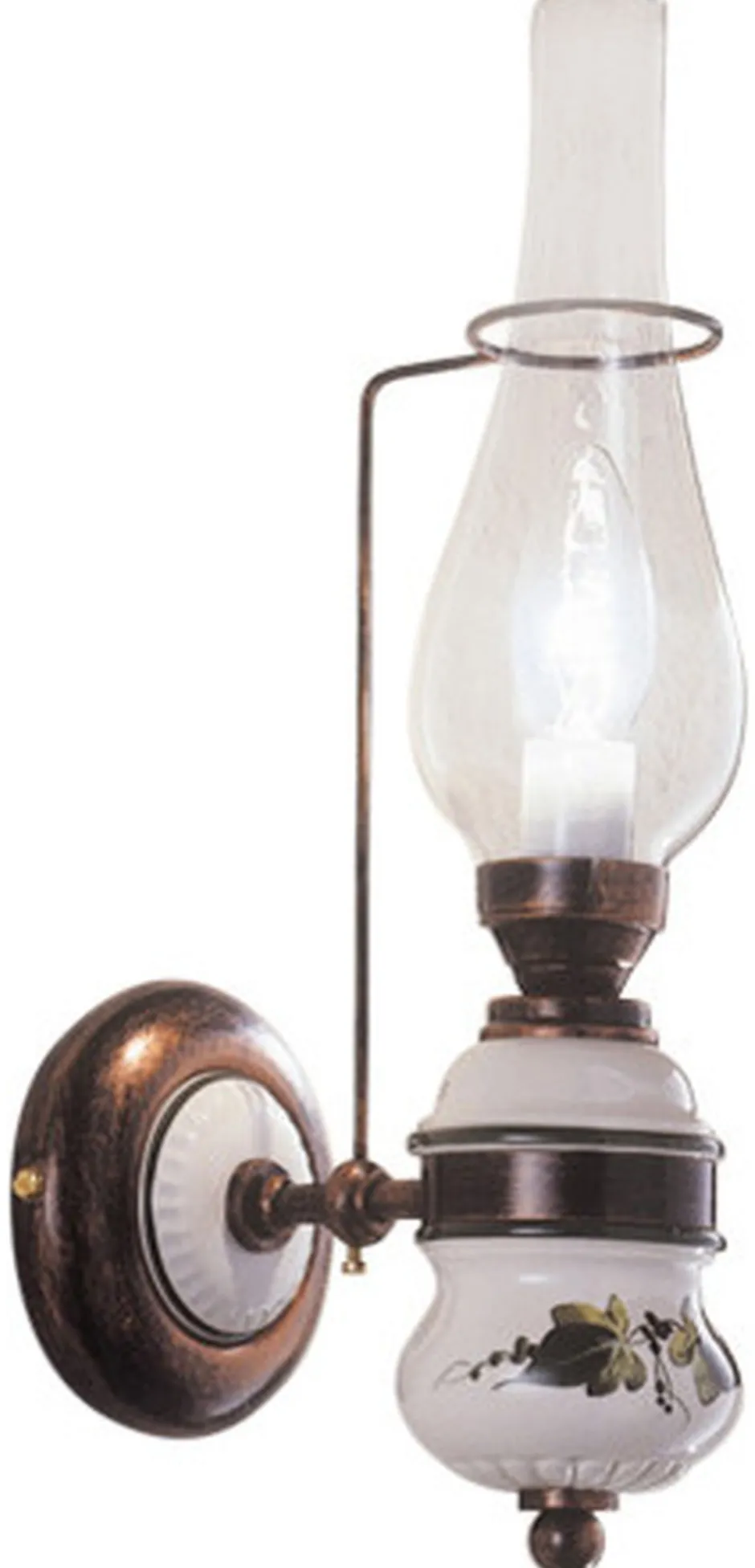 Wohnzimmerlampen|Glaslampen*Ferroluce Wandleuchte Metall Glas 40 cm hoch E14 Vintage GIANNI