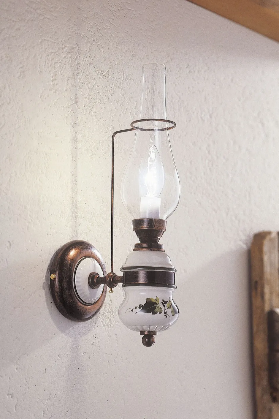 Wohnzimmerlampen|Glaslampen*Ferroluce Wandleuchte Metall Glas 40 cm hoch E14 Vintage GIANNI