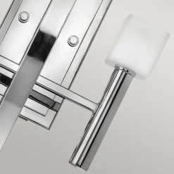 Elstead Wandleuchte Metall Glas H: 50 cm Chrom Weiß mit 2x G9 LED< Wohnzimmerlampen|Metall Lampen