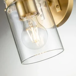 Wohnzimmerlampen|Küchenlampen*Elstead Wandleuchte Metall Glas H: 29,2 cm in Messing gebürstet E27