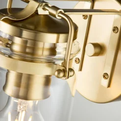 Wohnzimmerlampen|Küchenlampen*Elstead Wandleuchte Metall Glas H: 29,2 cm in Messing gebürstet E27