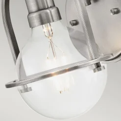 Wandleuchten|Küchenlampen*Elstead Wandleuchte Metall Glas H: 23,3 cm Nickel gebürstet E27