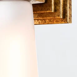 Elstead Wandleuchte Metall Glas H: 35,6 cm in Gold Antik Weiß< Wandleuchten|Flurlampen