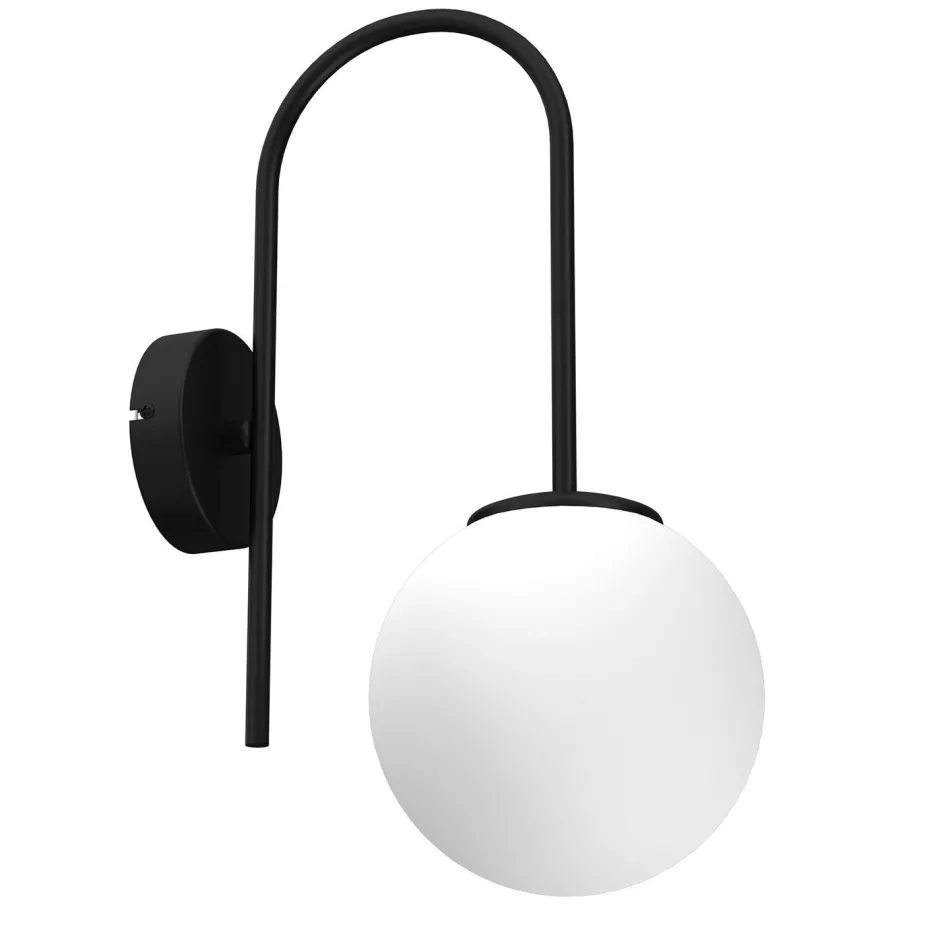 Wandleuchten|Küchenlampen*Luminex Wandleuchte Metall Glas Schwarz Weiß E14 Kugel blendarm