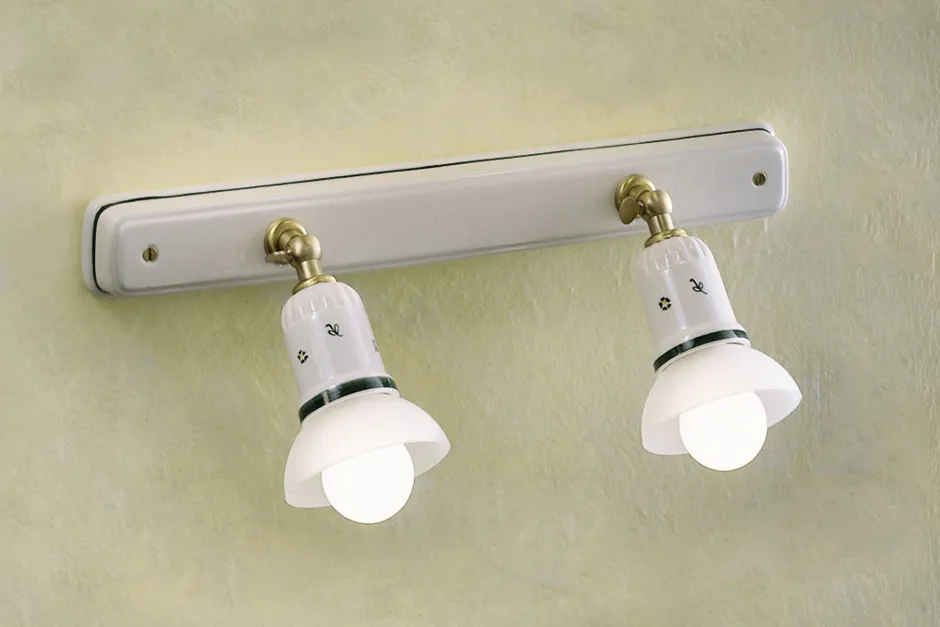 Wohnzimmerlampen|Keramiklampen*Ferroluce Wandleuchte Metall Keramik verstellbar E14 2-flammig