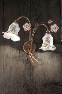 Wohnzimmerlampen|Keramiklampen*Ferroluce Wandleuchte Metall Keramik E14 B: 37 cm 2-flammig