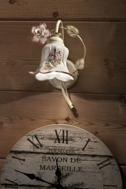 Wohnzimmerlampen|Keramiklampen*Ferroluce Wandleuchte Metall Keramik E14 26 cm hoch Landhaus