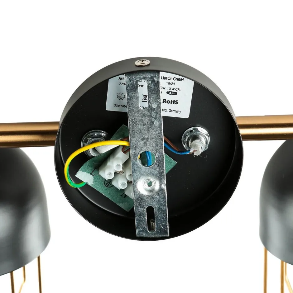 Easylight Wandleuchte Metall Schwarz Gold Loft Design 2x E14 QUINN< Wandleuchten|Wohnzimmerlampen