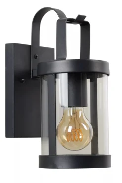 Außenwandleuchten|Metall Lampen* Wandleuchte Metall Schwarz IP23 T:16 cm E27 Garten