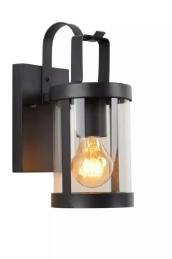 Außenwandleuchten|Metall Lampen* Wandleuchte Metall Schwarz IP23 T:16 cm E27 Garten