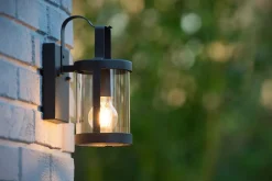 Außenwandleuchten|Metall Lampen* Wandleuchte Metall Schwarz IP23 T:16 cm E27 Garten