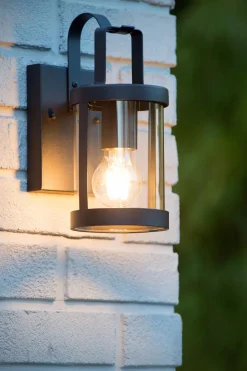 Außenwandleuchten|Metall Lampen* Wandleuchte Metall Schwarz IP23 T:16 cm E27 Garten