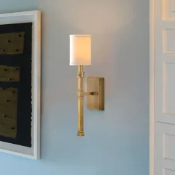 Elstead Wandleuchte Metall Stoff H: 45,6 cm Jugendstil E14< Wandleuchten|Rustikale Lampen