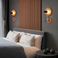 Elstead Wandleuchte Metall Teak Holz Furnier GU10 50 cm hoch< Wohnzimmerlampen|Schlafzimmer Lampen