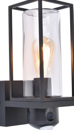 Metall Lampen|Moderne Außenleuchten*Eco-Light Wandleuchte mit Bewegungsmelder Aluminium Glas Schwarz