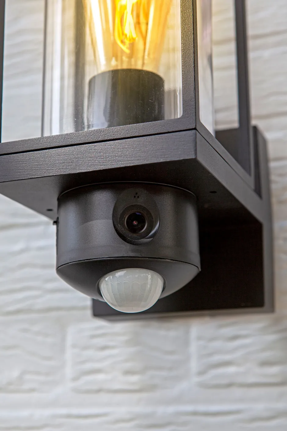 Metall Lampen|Moderne Außenleuchten*Eco-Light Wandleuchte mit Bewegungsmelder Aluminium Glas Schwarz