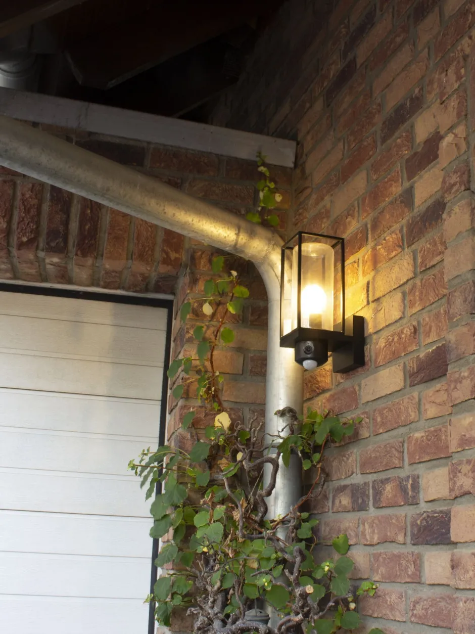 Metall Lampen|Moderne Außenleuchten*Eco-Light Wandleuchte mit Bewegungsmelder Aluminium Glas Schwarz