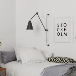 Wandleuchten|Wohnzimmerlampen*By Rydéns Wandleuchte mit Kabel Schalter Metall Gelenkarm Schwarz E27