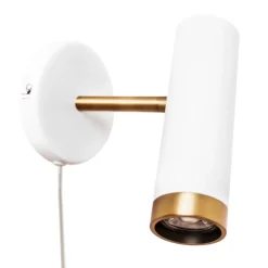 Wandleuchten|Flurlampen*By Rydéns Wandleuchte mit Kabel Schalter Weiß Gold GU10 verstellbar