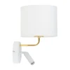 Wandleuchten|Moderne Lampen*TK Lighting Wandleuchte mit Leselampe Schalter Weiß Gold DEMETRIO