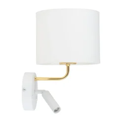 Wandleuchten|Moderne Lampen*TK Lighting Wandleuchte mit Leselampe Schalter Weiß Gold DEMETRIO