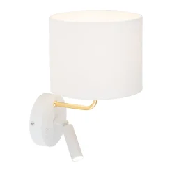 Wandleuchten|Moderne Lampen*TK Lighting Wandleuchte mit Leselampe Schalter Weiß Gold DEMETRIO