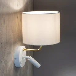 Wandleuchten|Moderne Lampen*TK Lighting Wandleuchte mit Leselampe Schalter Weiß Gold DEMETRIO