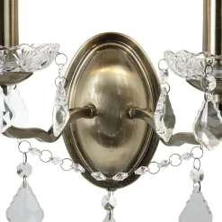 Searchlight Wandleuchte mit Schalter 2-flammig E14 in Messing Antik< Wohnzimmerlampen|Rustikale Lampen