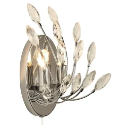 Searchlight Wandleuchte mit Schalter Kristall H: 24 cm Chrom Klar 2x G9< Wohnzimmerlampen|Schlafzimmer Lampen