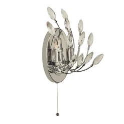 Searchlight Wandleuchte mit Schalter Kristall H: 24 cm Chrom Klar 2x G9< Wohnzimmerlampen|Schlafzimmer Lampen