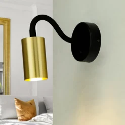 Moderne Lampen|Küchenlampen*Nowodvorski Wandleuchte mit Schalter Schwanenhals GU10 Schwarz Messing