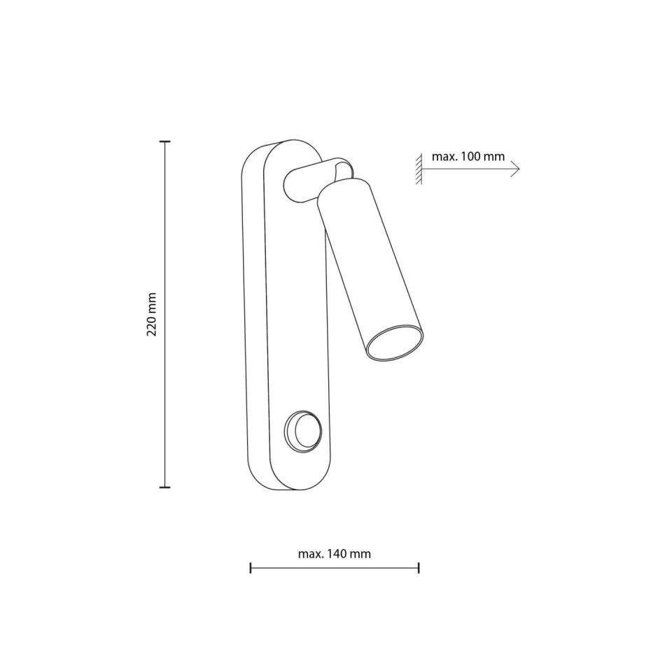 TK Lighting Wandleuchte mit Schalter H: 22 cm schwenkbar Weiß Metall G9< Spots|Flurlampen