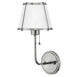 Wandleuchten|Wohnzimmerlampen*Elstead Wandleuchte mit Schalter Metall 40 cm hoch Nickel Weiß