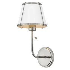 Wandleuchten|Wohnzimmerlampen*Elstead Wandleuchte mit Schalter Metall 40 cm hoch Nickel Weiß