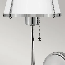 Wandleuchten|Wohnzimmerlampen*Elstead Wandleuchte mit Schalter Metall 40 cm hoch Nickel Weiß