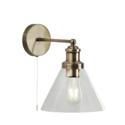 Wohnzimmerlampen|Glaslampen*Searchlight Wandleuchte mit Schalter E27 Glas Metall Vintage Design