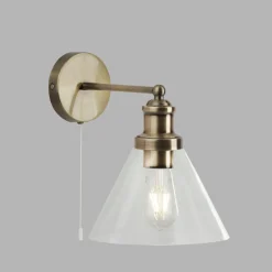 Wohnzimmerlampen|Glaslampen*Searchlight Wandleuchte mit Schalter E27 Glas Metall Vintage Design