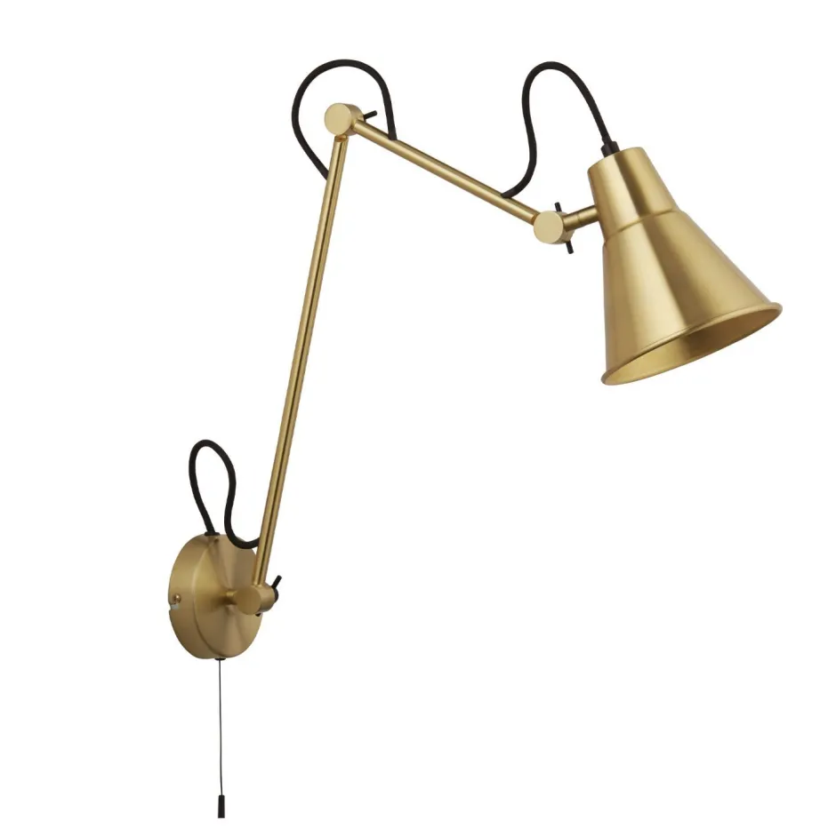 Wandleuchten|Küchenlampen*Searchlight Wandleuchte mit Schalter in Messing Gelenk verstellbar Metall