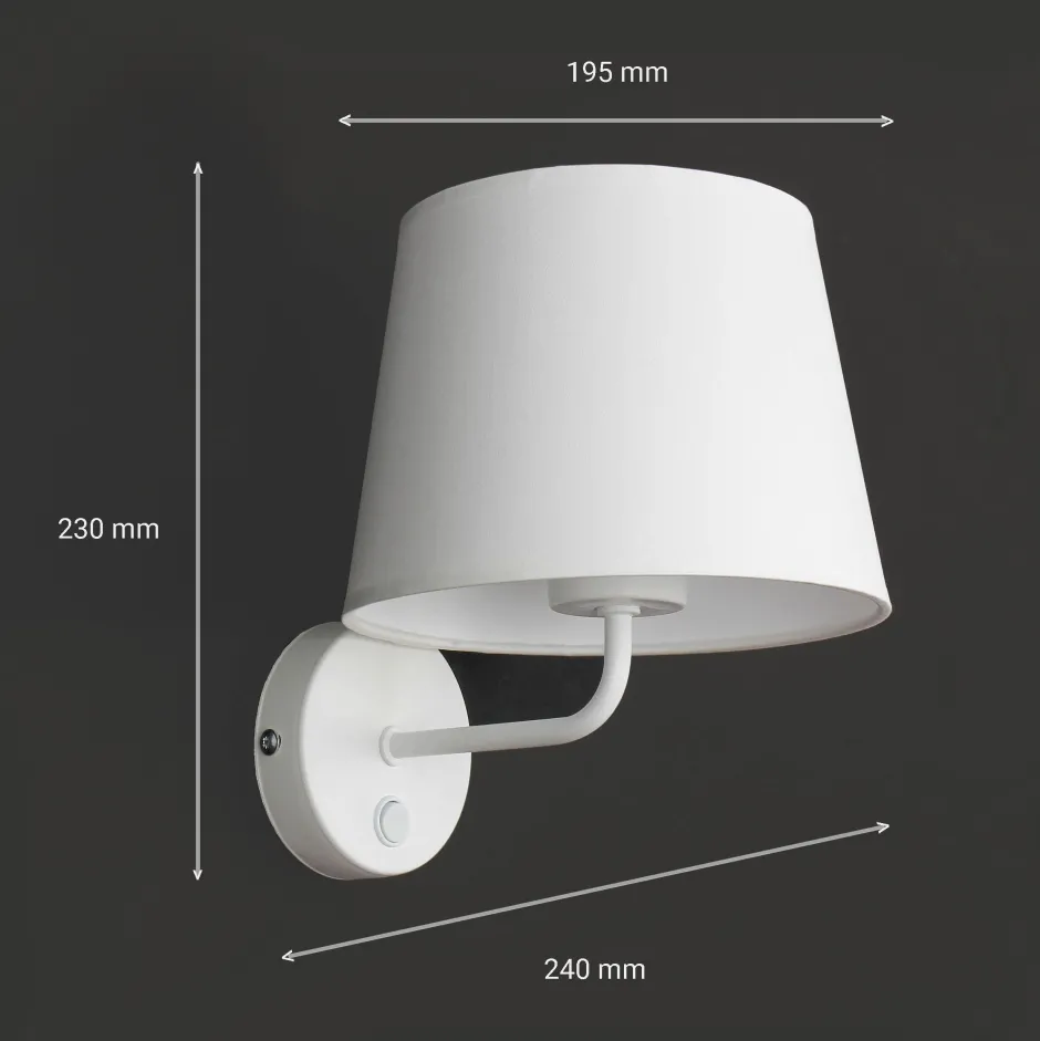 Wandleuchten|Bauhaus Lampen*TK Lighting Wandleuchte mit Schalter Weiß MAJA