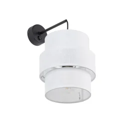 TK Lighting Wandleuchte mit Schalter Stoff Metall Weiß Schwarz E27 GREET< Wandleuchten|Schlafzimmer Lampen