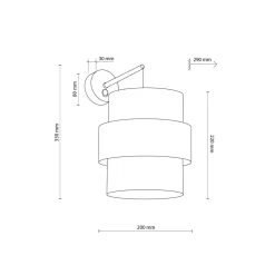 TK Lighting Wandleuchte mit Schalter Stoff Metall Weiß Schwarz E27 GREET< Wandleuchten|Schlafzimmer Lampen