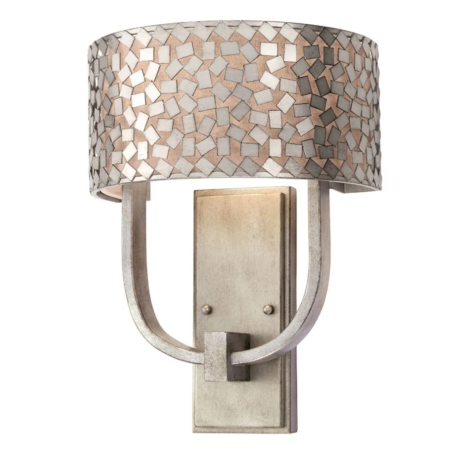 Wandleuchten|Flurlampen*Elstead Wandleuchte mit Schirm in Silber antik Metall Stoff